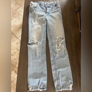 MOTHER Light Blue Ripped Skinny Jeans